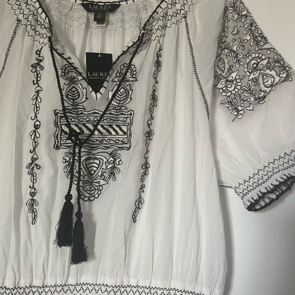 NWT Women Lauren Ralph Lauren Embroidered Cotton Voile Dress White  Lined Sz 10 - Picture 7 of 16